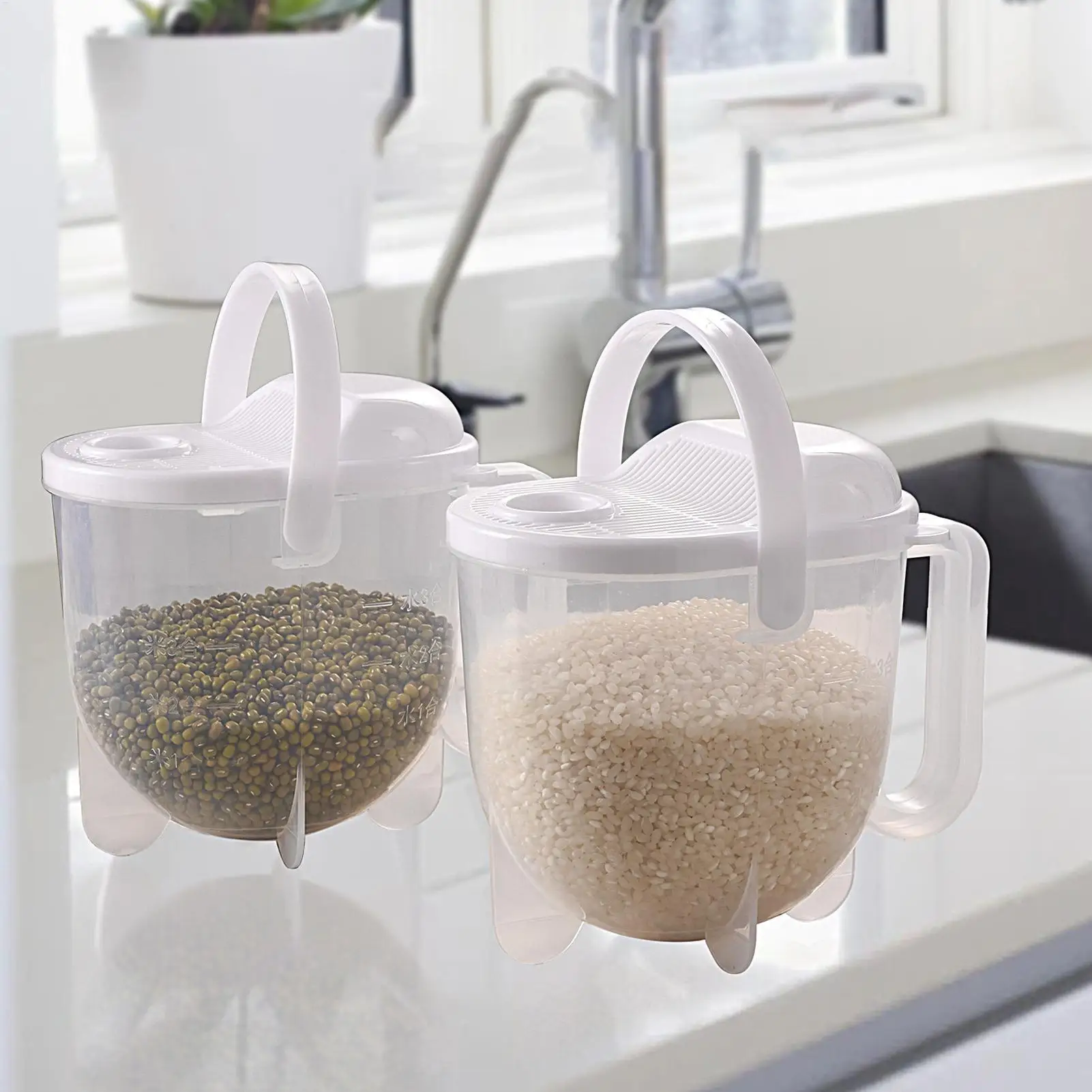 Bol de lavage de riz, passoire de cuisine avec couvercle