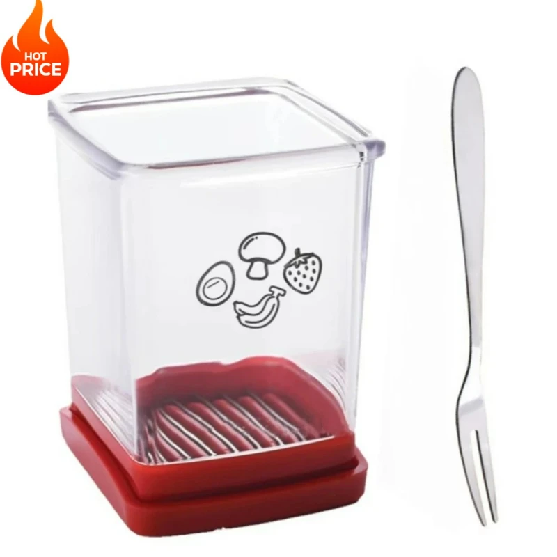 Coupe-fraises - Trancheuse à fruits avec récipient - Hachoir à aliments souple professionnel - Gadget de découpe