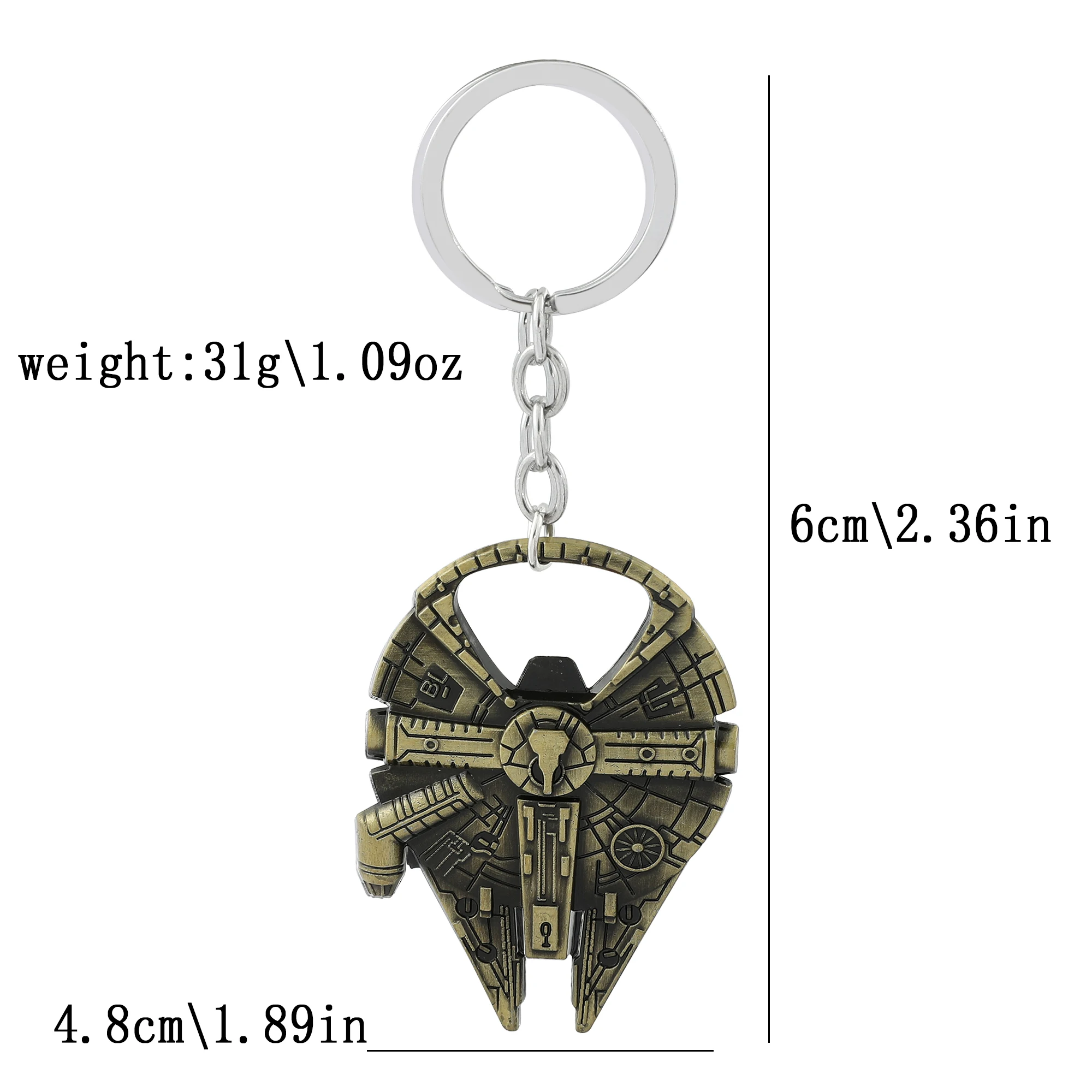 Porte-clés en métal de collection Star Wars, avec pendentif en forme de vaisseau spatial et de robot, pour voiture et sac, idéal comme cadeau