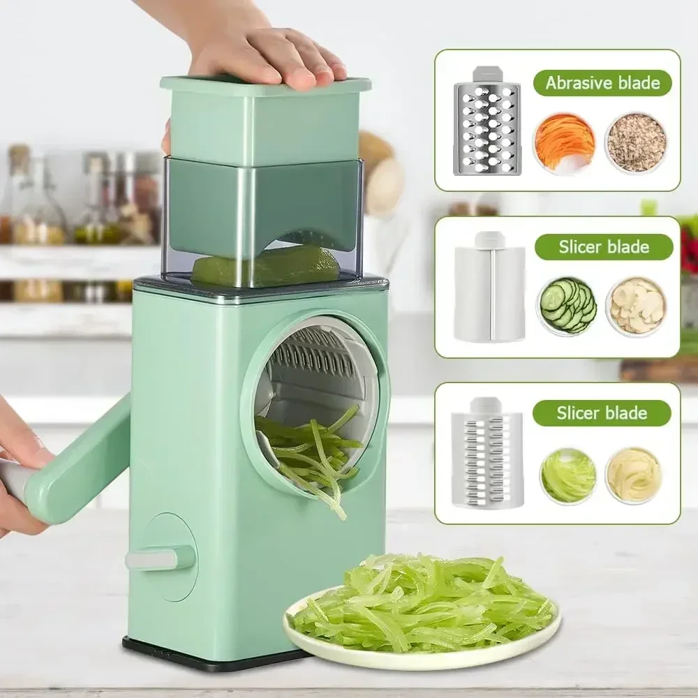 Hachoir à légumes de cuisine avec 3 tambours tranchants