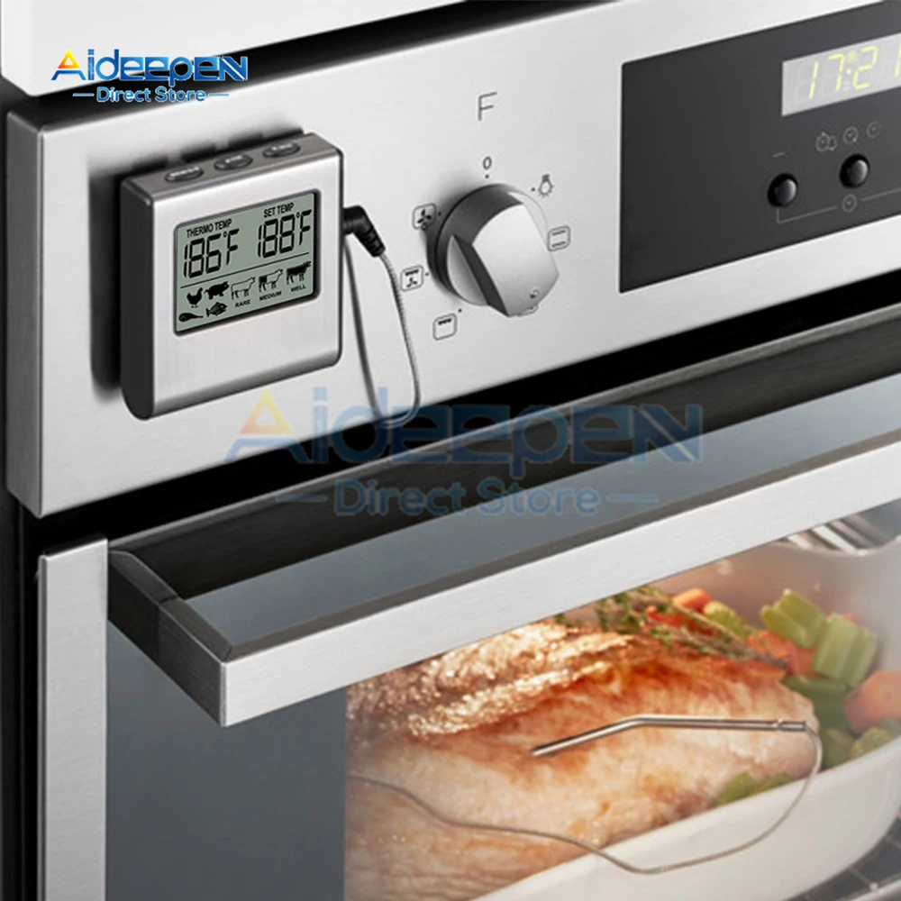 Thermomètre de Chef numérique, thermomètre de gril de cuisson de pâtisserie pour four ° C/ ° Thermomètre pour barbecue à viande de cuisine LCD à conversion F 0-300 ℃