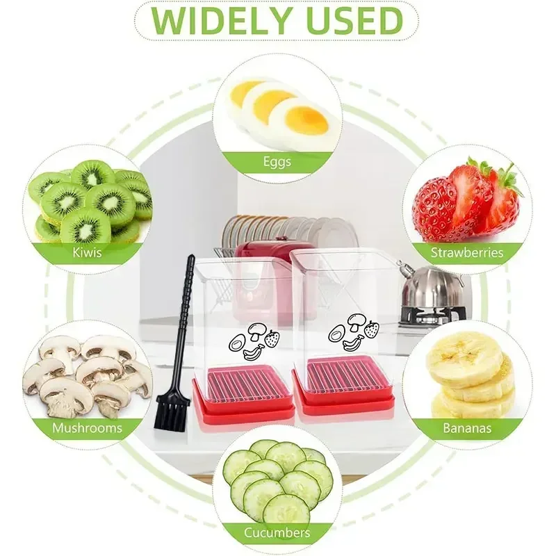 Coupe-fraises - Trancheuse à fruits avec récipient - Hachoir à aliments souple professionnel - Gadget de découpe
