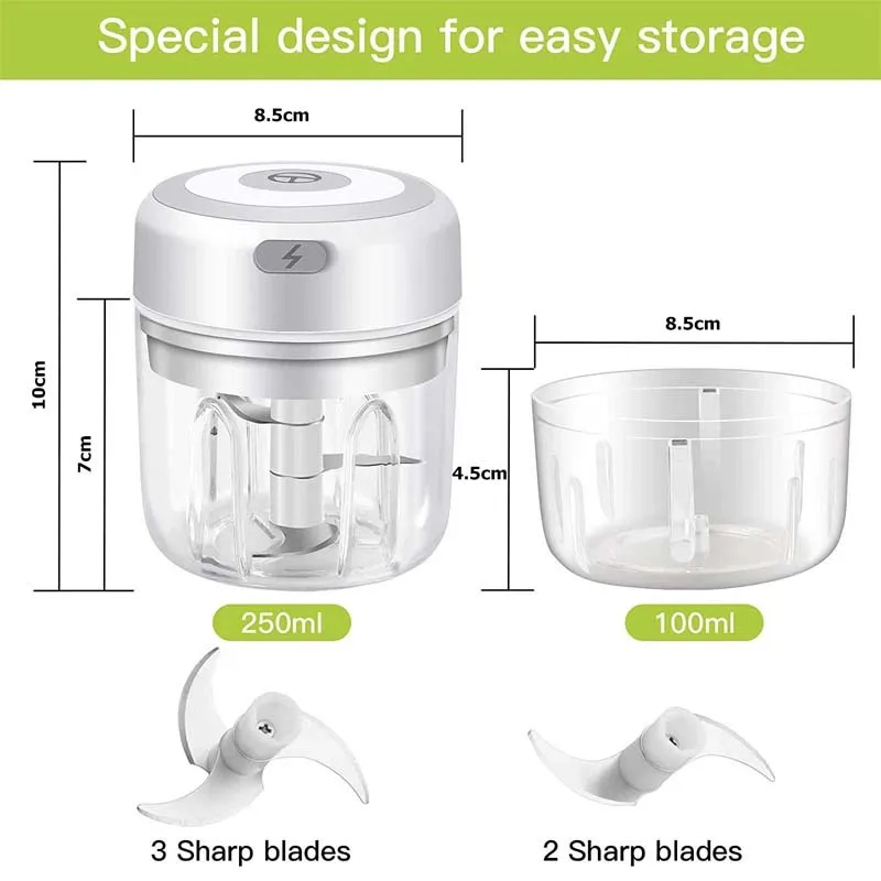 Mini hachoir à ail électrique 100/250ML