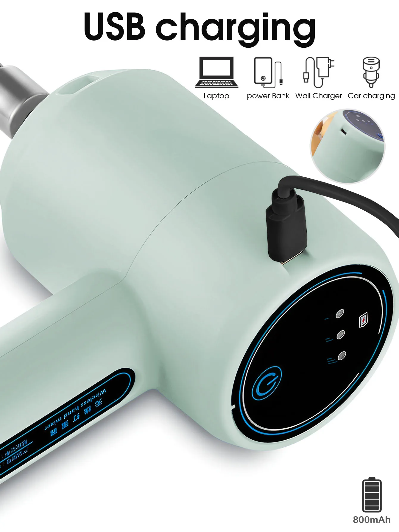 1 pièces fouet électrique agitateur mousseur à lait robot culinaire Portable 3 vitesses