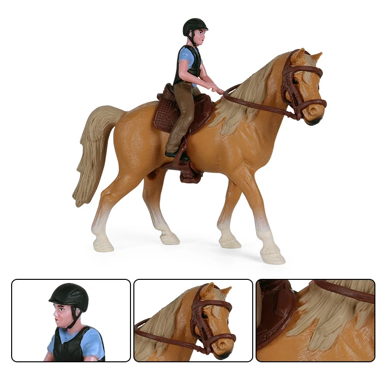 Figurines de simulation d'animaux, modèles de courses de chevaux, figurines d'action et jouets, collection solide, poupées, jouets éducatifs pour enfants, cadeau