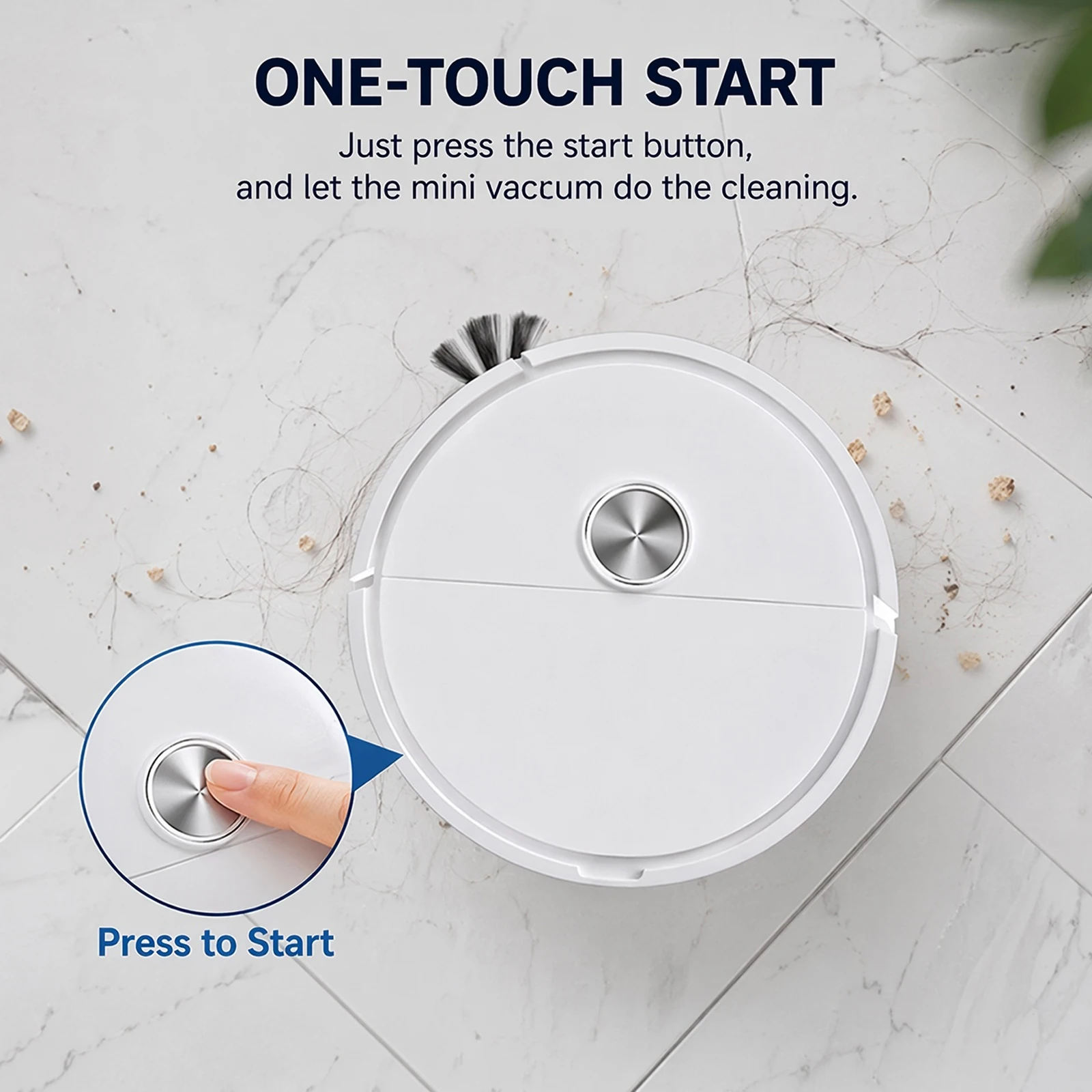 Mini aspirateur robot 3 en 1, machine de nettoyage intelligente avec évitement automatique des obstacles, facile à utiliser pour les poils d'animaux, les sols durs et les tapis