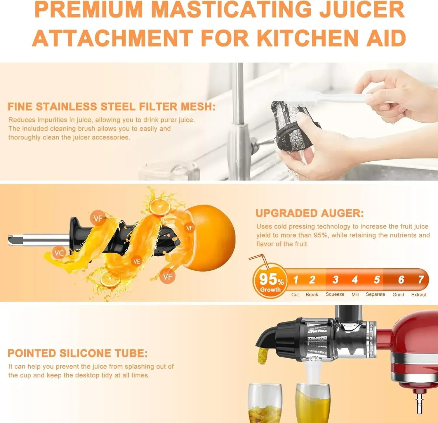 Accessoire de presse-agrumes à mastication pour batteur sur socle KitchenAid