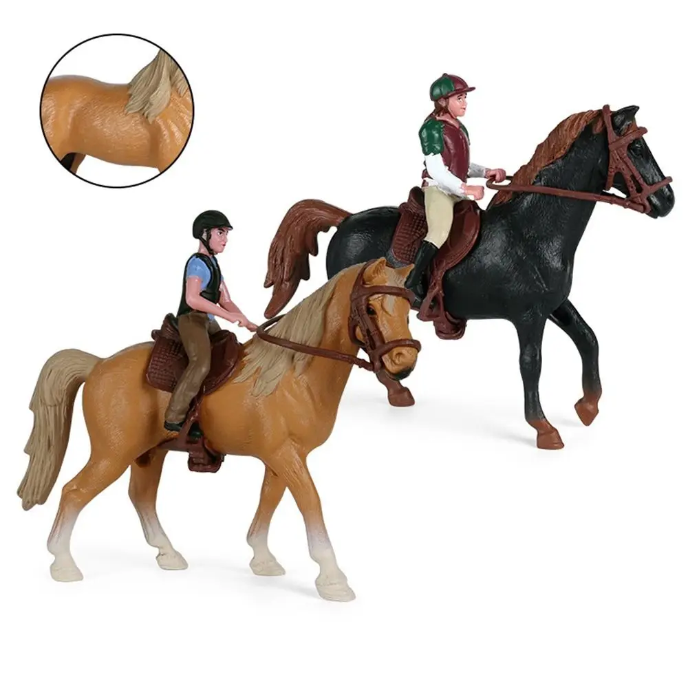 Figurine de cavalier Élréaliste, modèle de cheval réaliste, animal de ferme, simulation en plastique, figurine équestre, scène de bricolage