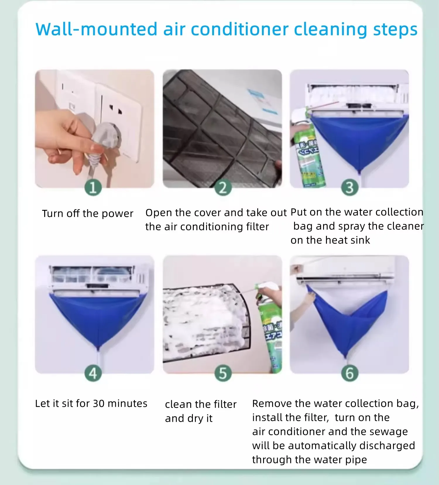 Kit de nettoyage de climatiseur 1 pièce : sac de drainage étanche pour le lavage et le vidage de l'eau du climatiseur - Nettoyant pour climatiseur