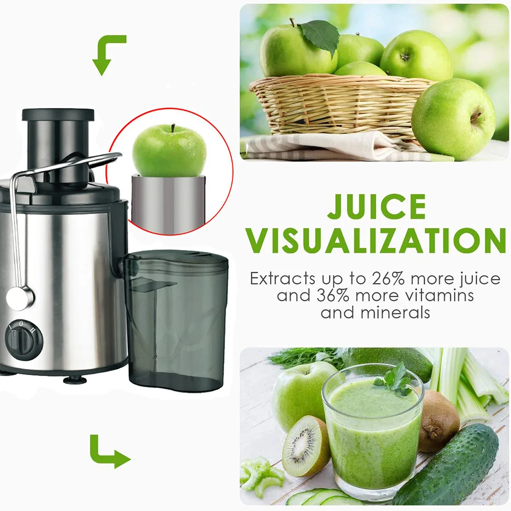 Extracteur de jus centrifuge électrique à large ouverture avec séparation pulpe/jus pour jus d'orange et de fruits