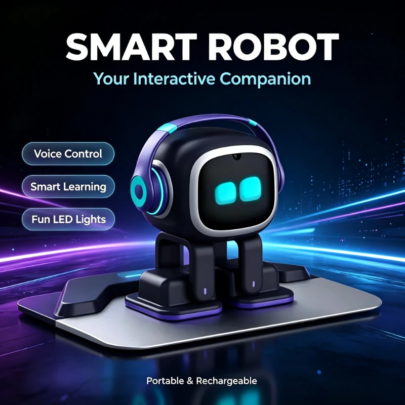 Robot jouet intelligent AI EMO avec reconnaissance vocale pour la communication émotionnelle, animal électronique pour enfants et adultes