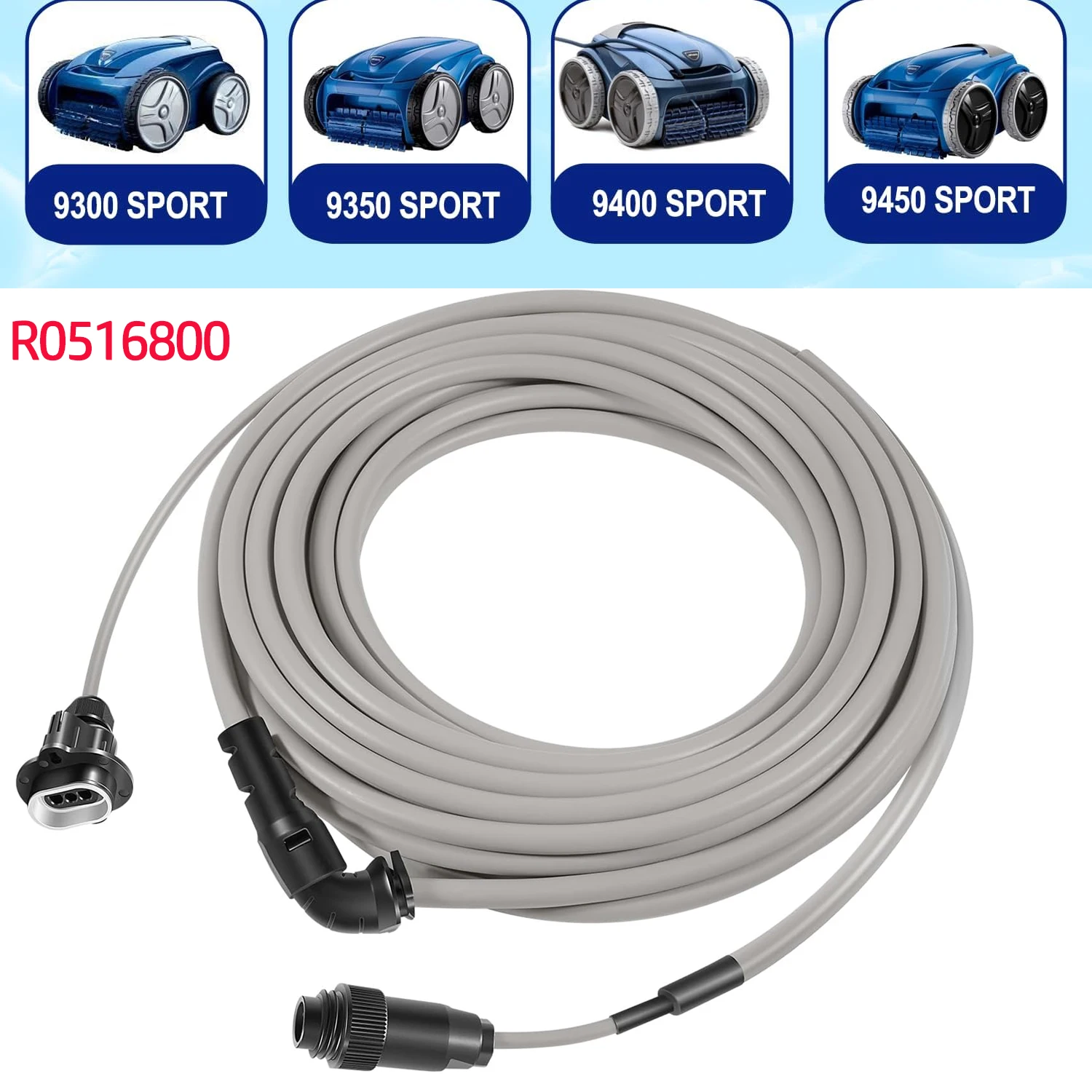 Câble flottant R0516800 60 pieds pour nettoyeurs de piscine robotiques Polaris 9300 9350 9400 9450, pour câble flottant de piscine robotique du zodiaque