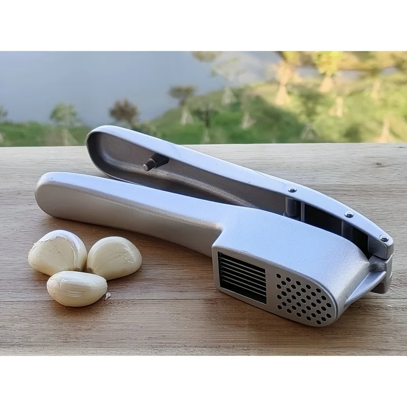 Presse-ail et trancheuse 2 en 1 – Hachoir et trancheur d'ail et de gingembre en aluminium – avec tranchage et broyage – Outils de cuisine