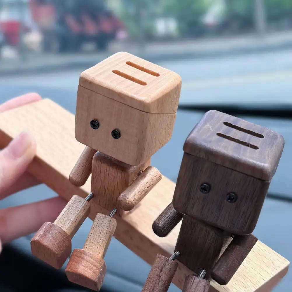 Figurine d'homme en bois secouant, Robot oscillant des jambes, mignon, intérieur de voiture, ornements en bois, décor de bureau amusant, cadeaux créatifs