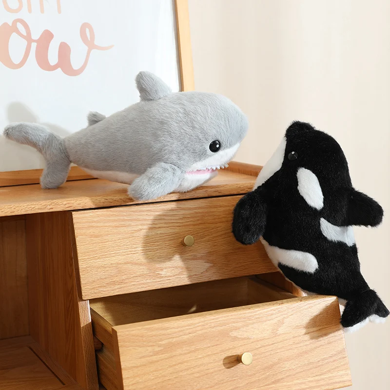Peluche Kawaii de 28 cm : Orca, Dauphin, Requin, Phoque – Jouet en Peluche Animal Marin, Cadeau Compagnon