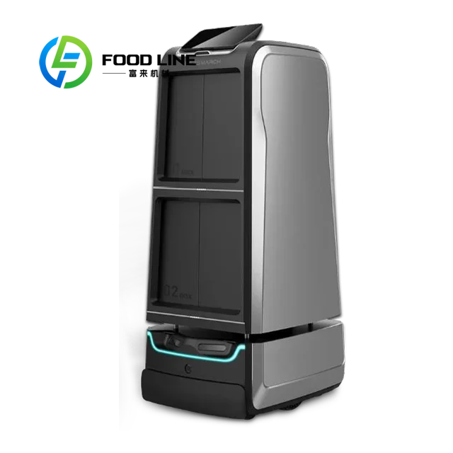 Robot de livraison alimentaire autonome, étanche IP54, navigation à 360°, multi-plateaux, pour la restauration, les hôtels et les hôpitaux, personnalisable