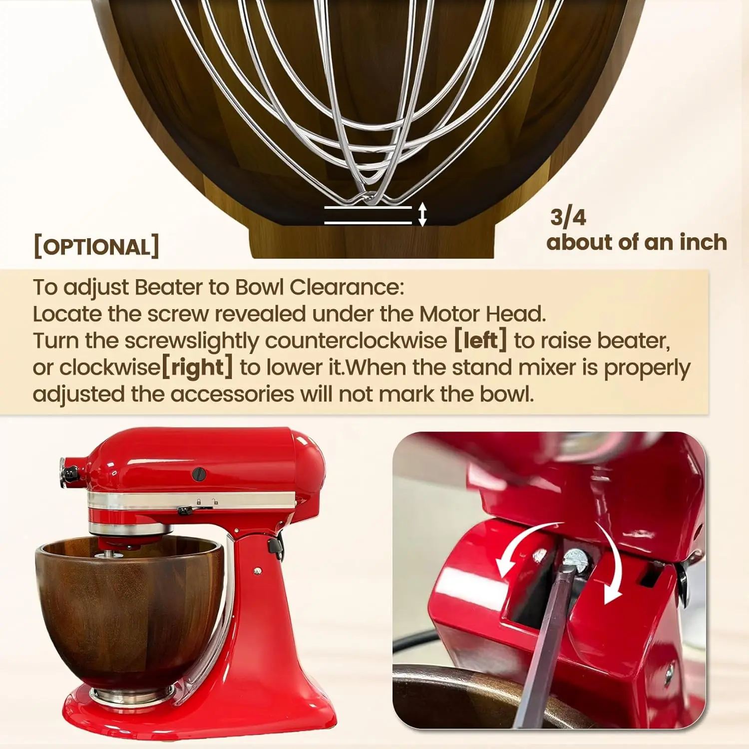 Bol mélangeur en bois de noyer 5QT pour batteurs sur socle inclinable KitchenAid 4