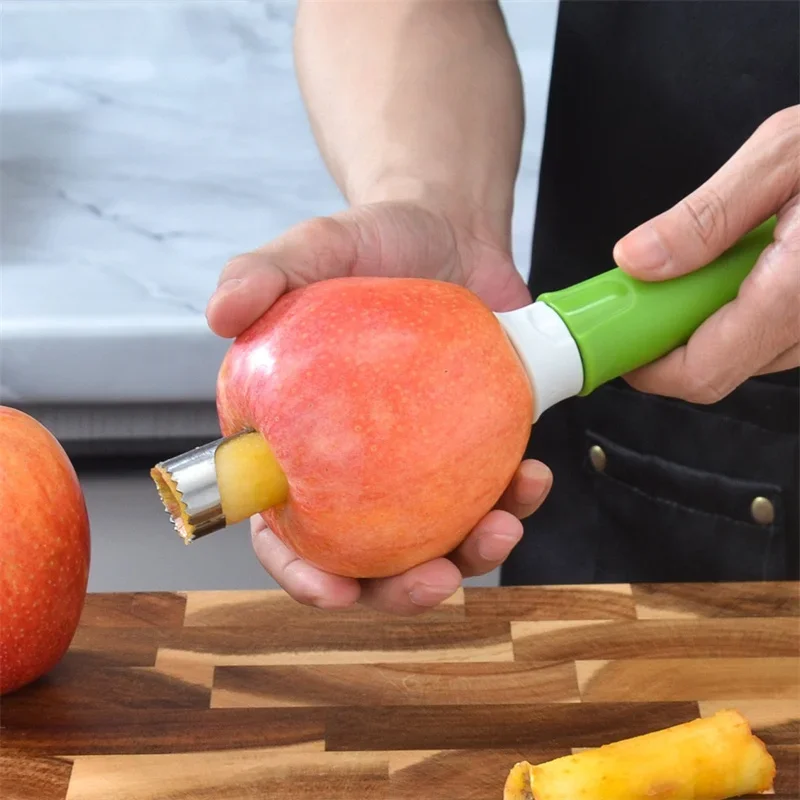 Nouvel éplucheur d'extracteur de fruits évolutif en acier inoxydable avec poignée antidérapante verte rouge bleue outils de carottage de poire de pomme de cuisine