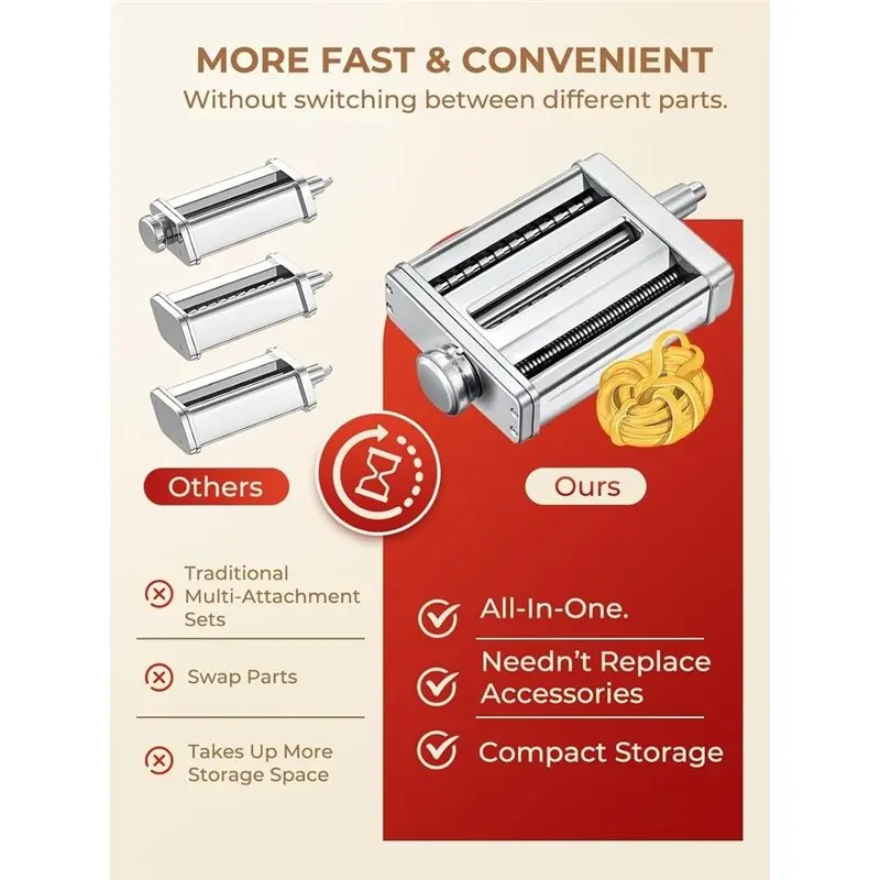 Accessoire pour machine à pâtes 3 en 1 pour batteur sur socle Kitchenaid
