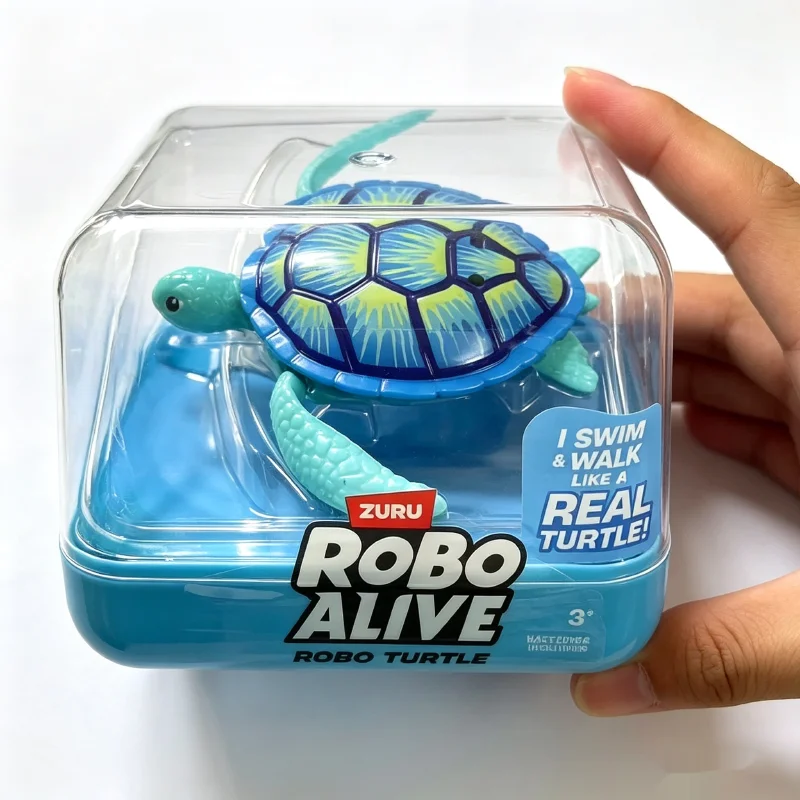 ZURU Robo Alive Robo Turtle, tortue robotique aquatique activée par l'eau, nage et marche automatiquement, jouet réaliste pour le bain et la piscine, cadeau pour les tout-petits, les enfants et les ga