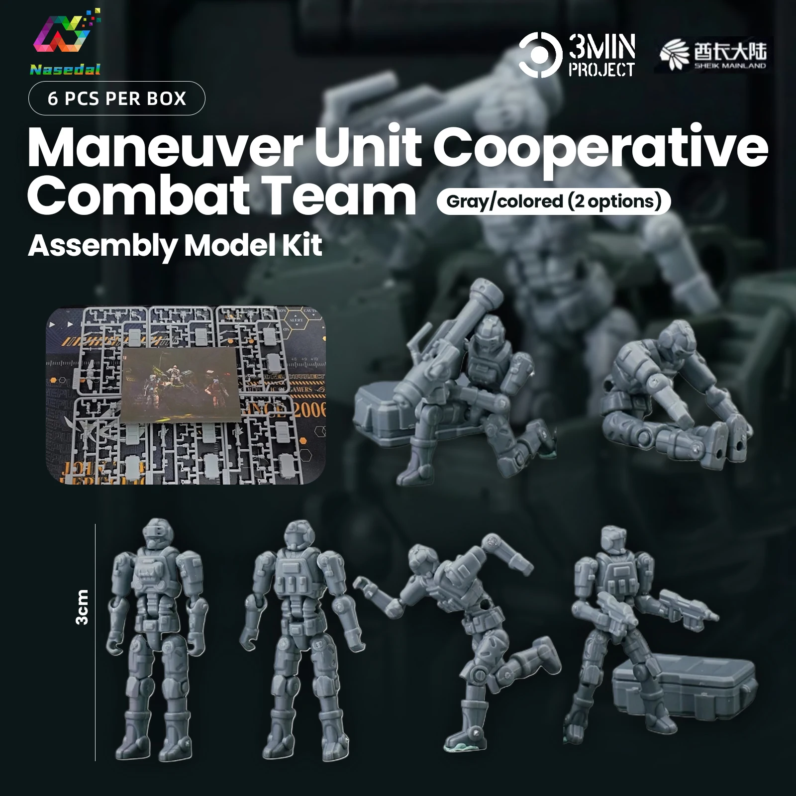 Sheik Mainland 3MIN A PROJECT 1/60 Équipe de combat coopérative 6 pièces Kit de modèle de robot à assembler rapidement DIY Cadeau pour collectionneur pour adultes