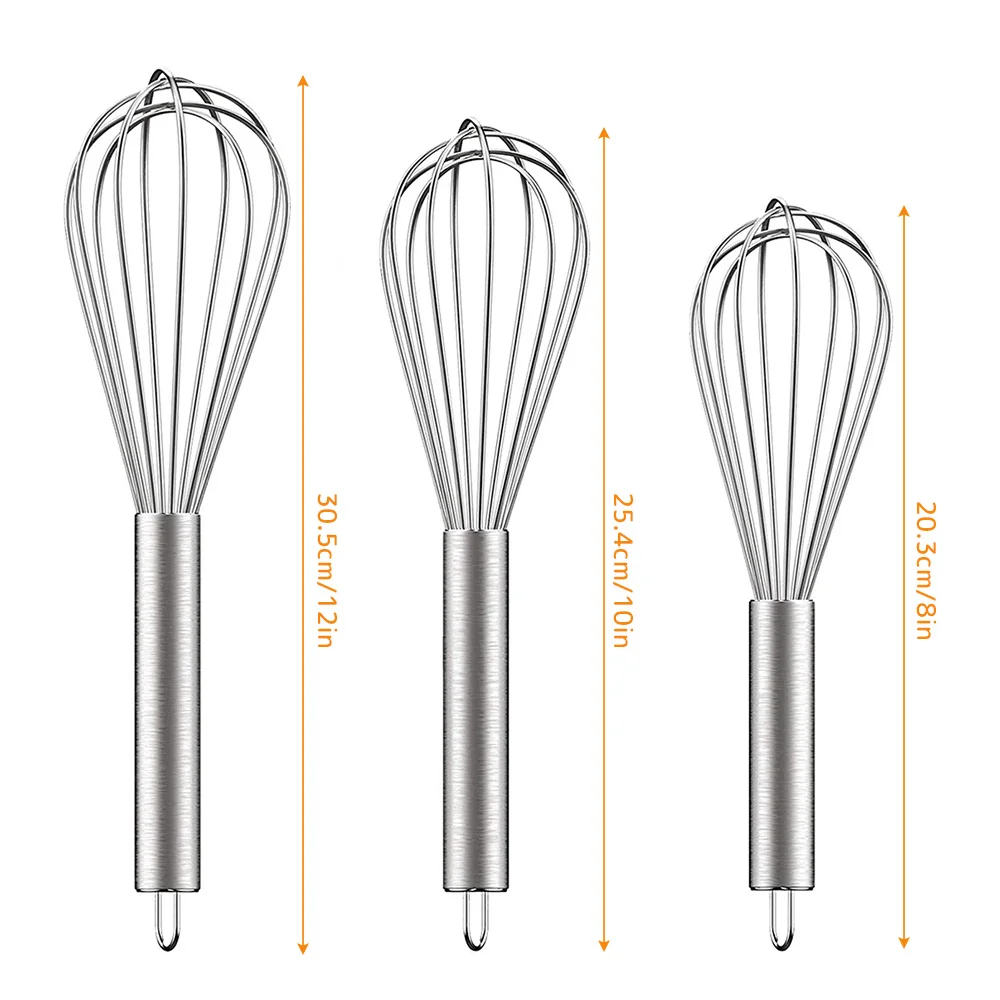 Paquet de 3 fouets en acier inoxydable