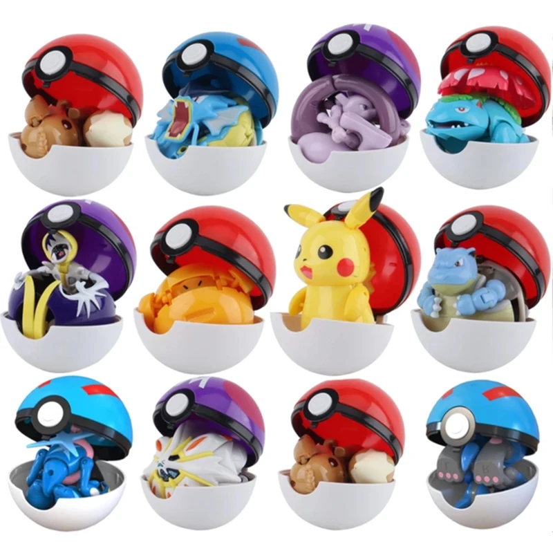 Figurines Pokemon Anime Transformer pokeball modèle Pikachu Charizard Blastoise Mewtwo Venusaur Gyarados Greninja Robot jouet cadeau