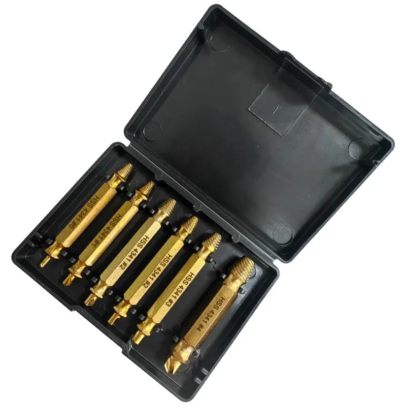 Extracteur de vis endommagé, vis à double tête, retrait des dents coulissantes, idéal pour dénudé, cassé, coincé, 6 pièces