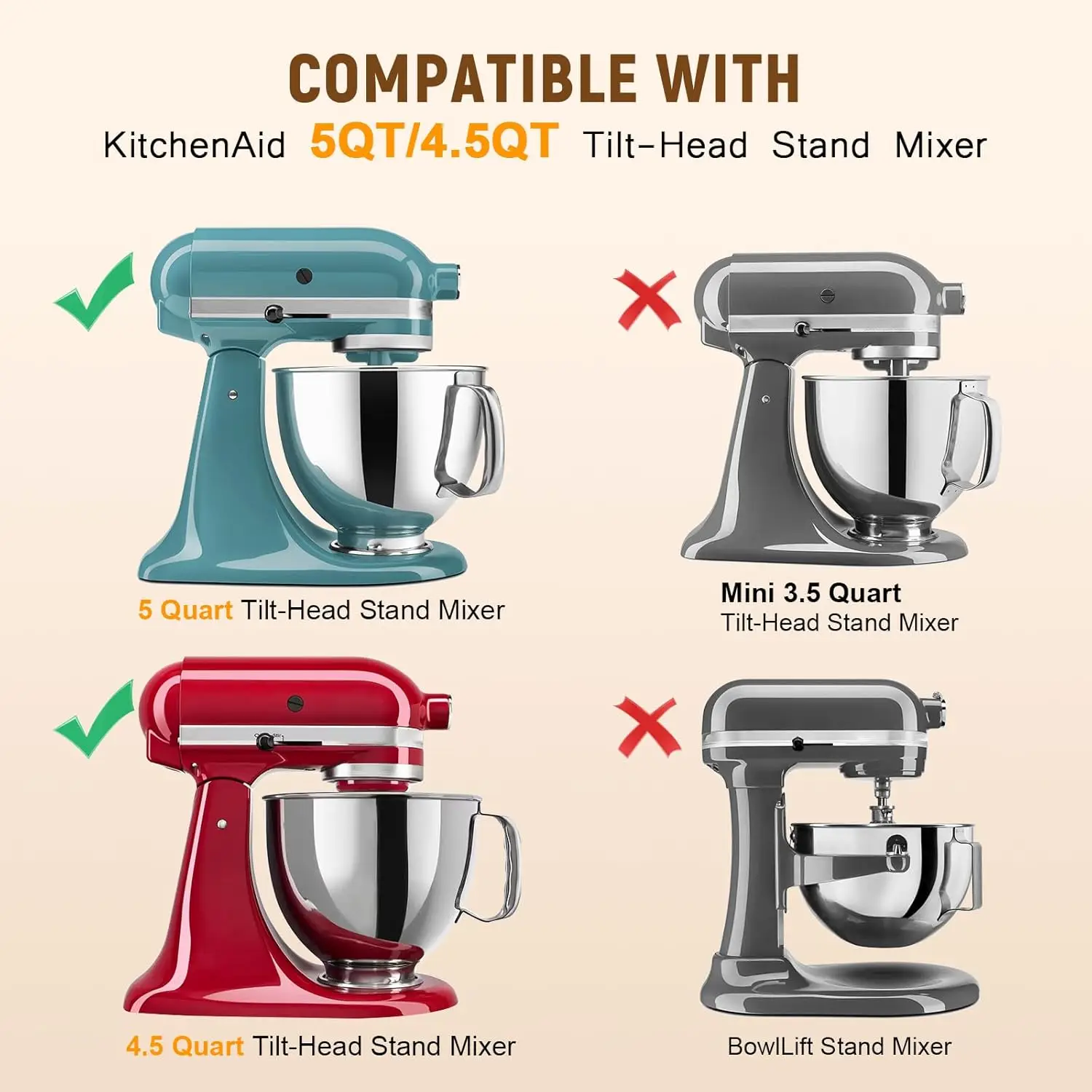 Accessoire de glaçage au chocolat pour batteur sur socle KitchenAid 4.5QT 5QT
