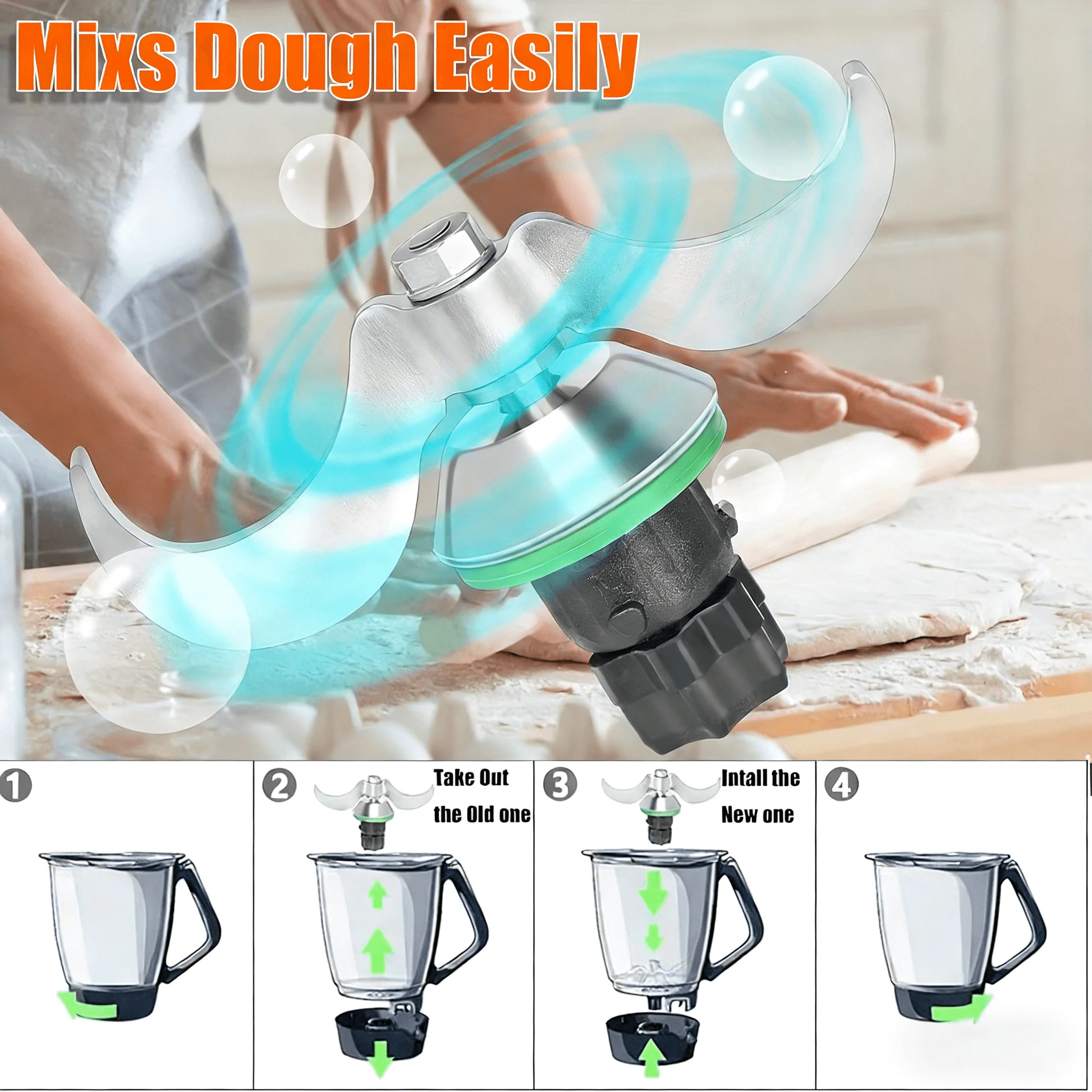 Lame de pétrissage de pâte en acier inoxydable pour Thermomix TM5 TM6 TM7