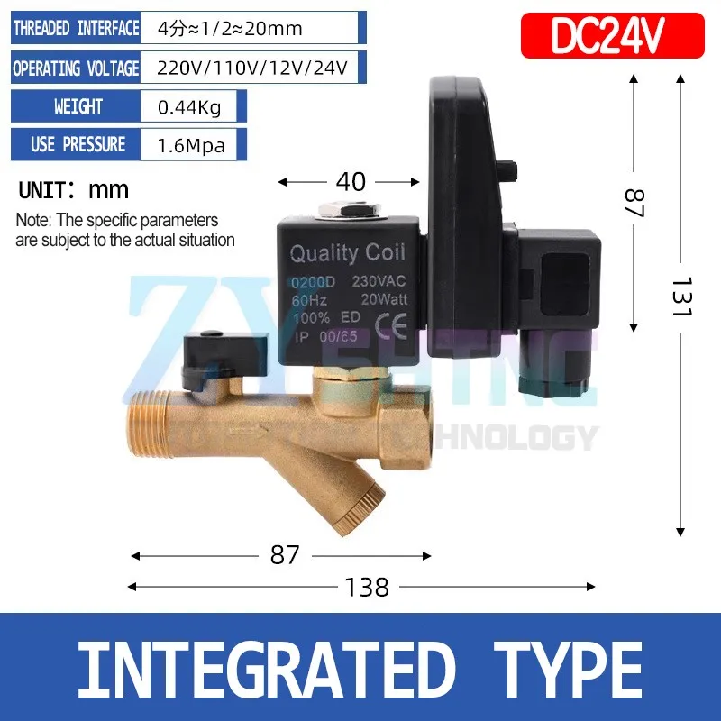 Vanne de vidange d'air G1/2, vanne de vidange électronique DN15, filtre de compresseur d'air, réservoir de stockage sec, refroidisseur, minuterie électrique, contrôle automatique de l'eau