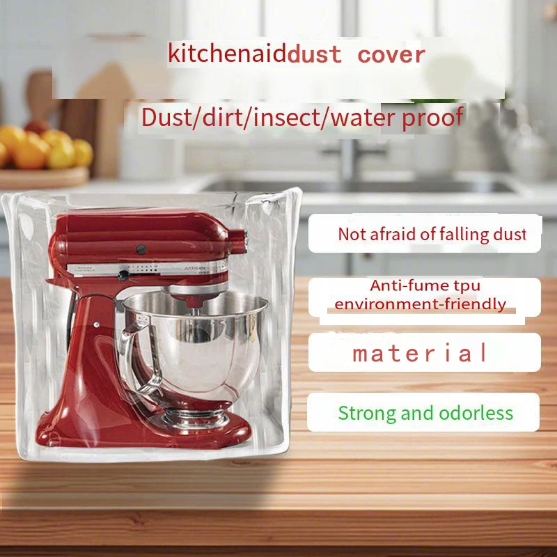 Pour KitchenAid4.5qt 5qt tête haute Housse anti-poussière en TPU du chef ; Étui de protection étanche à l'huile pour machine à mélanger et à pétrir transparente