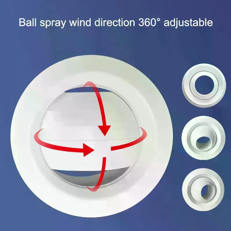 Bouches d'aération rondes réglables en ABS pour climatisation, 75/100/150/200 mm, buses de ventilation circulaires