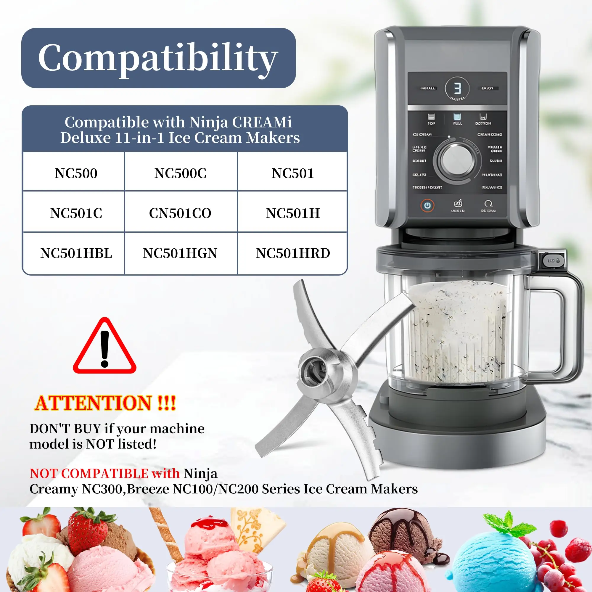 Creamerizer Paddle pour Ninja Creami, Deluxe Blade, Pièce de rechange, NC501, NC500, CN501CO