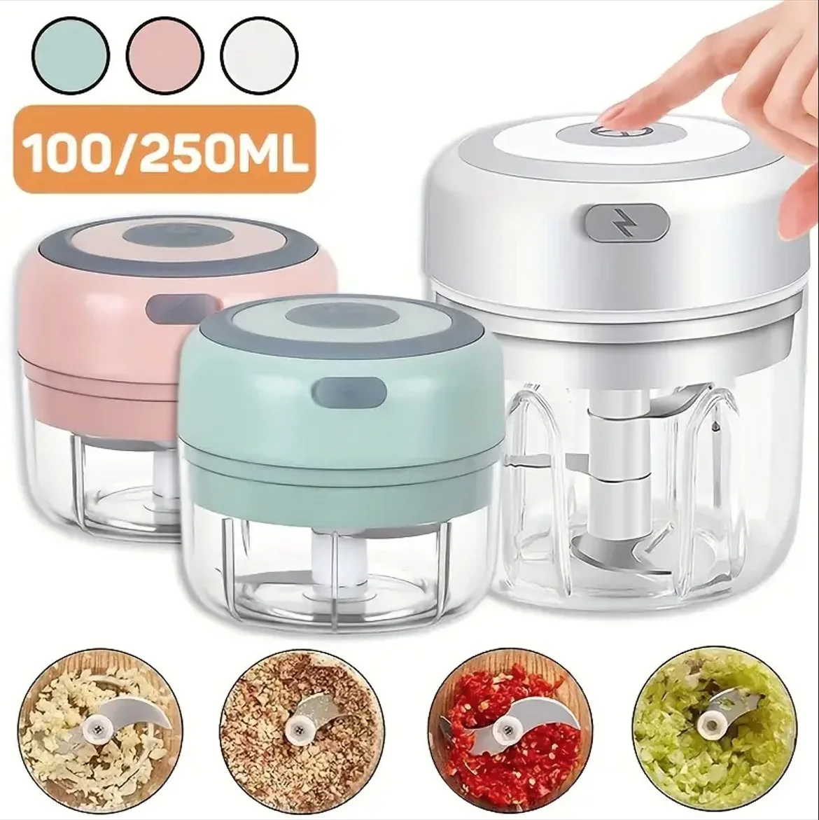 Hachoir à ail électrique multifonctionnel 100/250mL