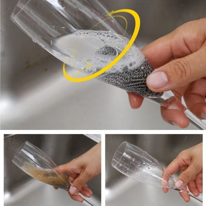 Brosse de nettoyage en acier inoxydable pour casseroles