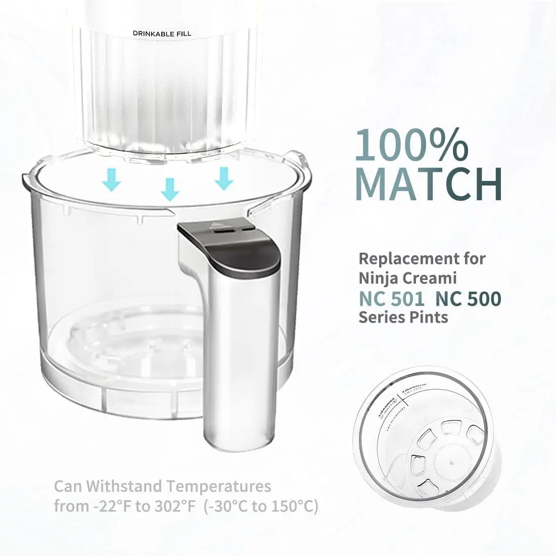 Contenants de remplacement pour les couvercles des pots Ninja Creami Deluxe NC500/501