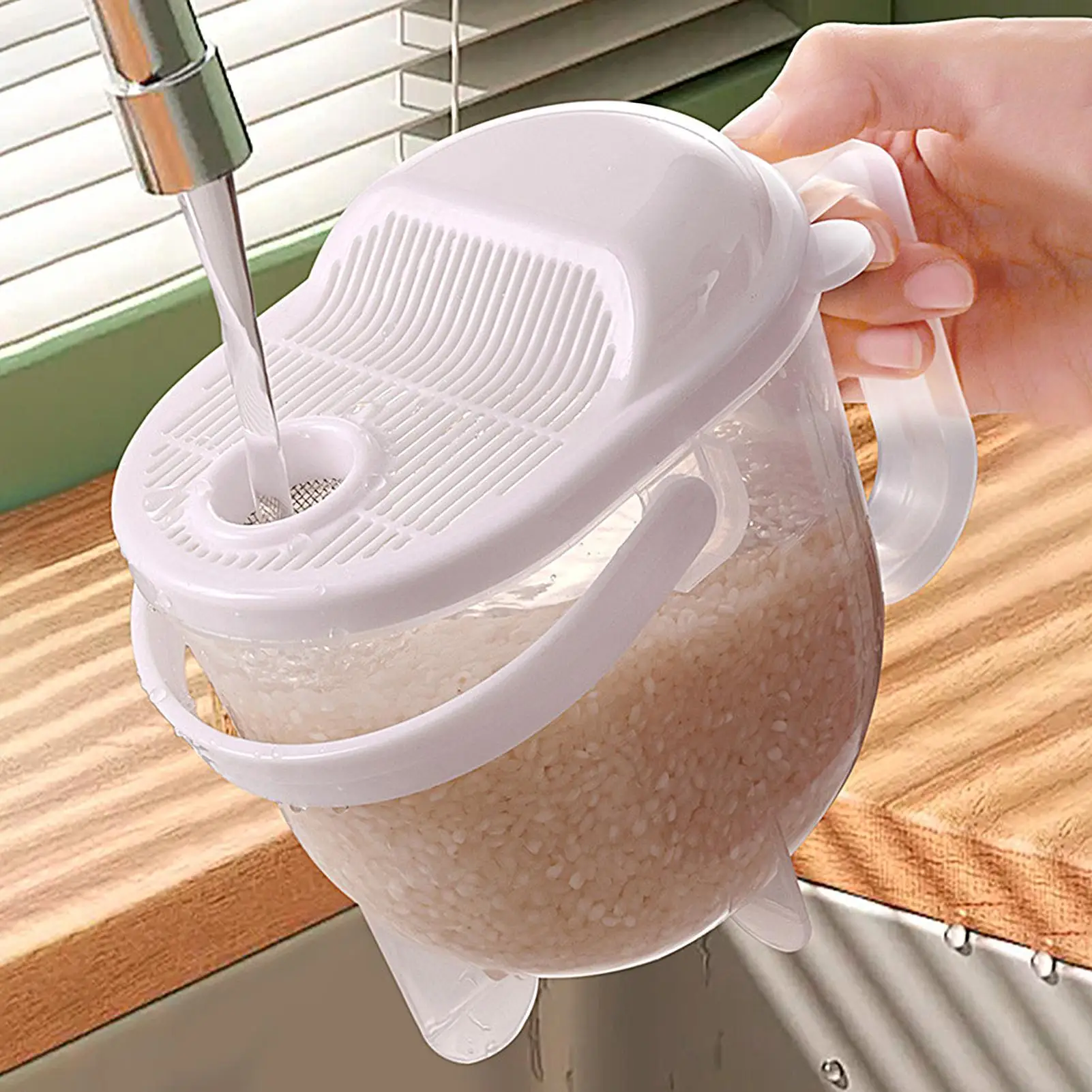 Bol de lavage de riz, passoire de cuisine avec couvercle