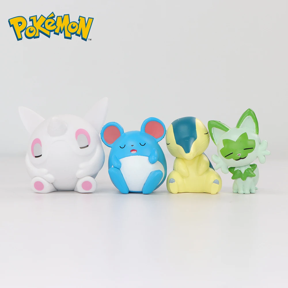 Ensemble de modèles Pokemon 5-6 pièces Mew Marill Spheal Fuecoco Oshawott, jouets figurines 4-6cm, poupées en PVC, petite Statue de bureau, cadeaux de décoration