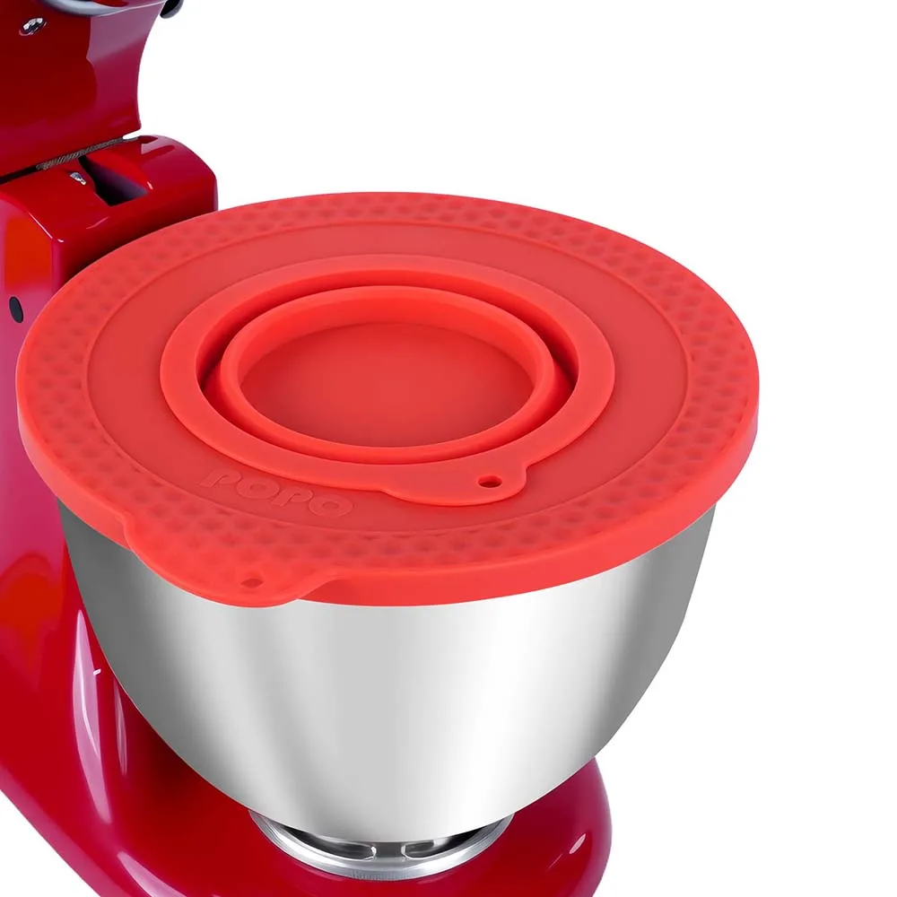 Couverture de bol en silicone pour mélangeurs sur socle inclinable de 4,5 à 5 quarts, avec couvercle de protection anti-éclaboussures, compatible avec KitchenAid, avec petit bol pliable