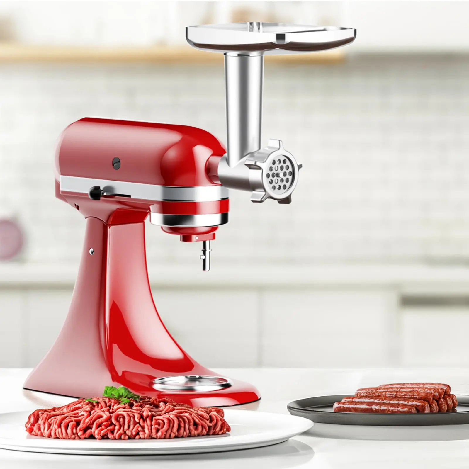 Accessoire de hachoir à viande en métal Gvode pour batteur sur socle KitchenAid avec 4 plaques de hachage