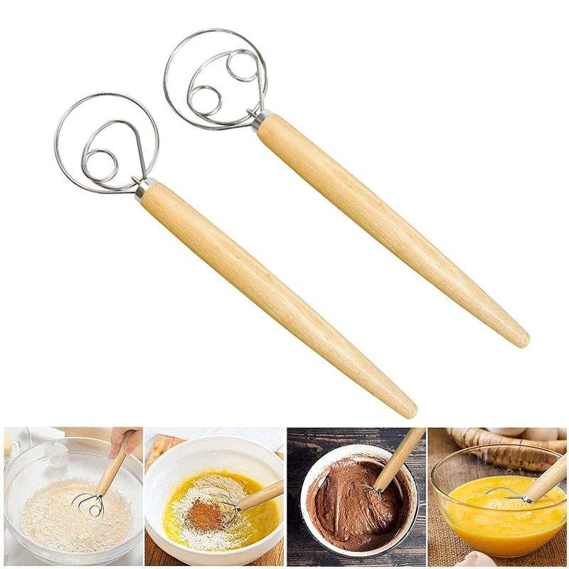 2 fouets à pâte danois de grande taille en acier inoxydable