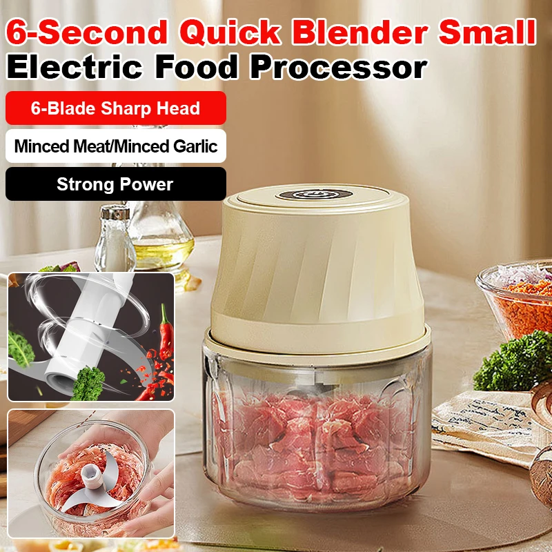 Hachoir Électrique Sans Fil pour Ail et Viande - Mini