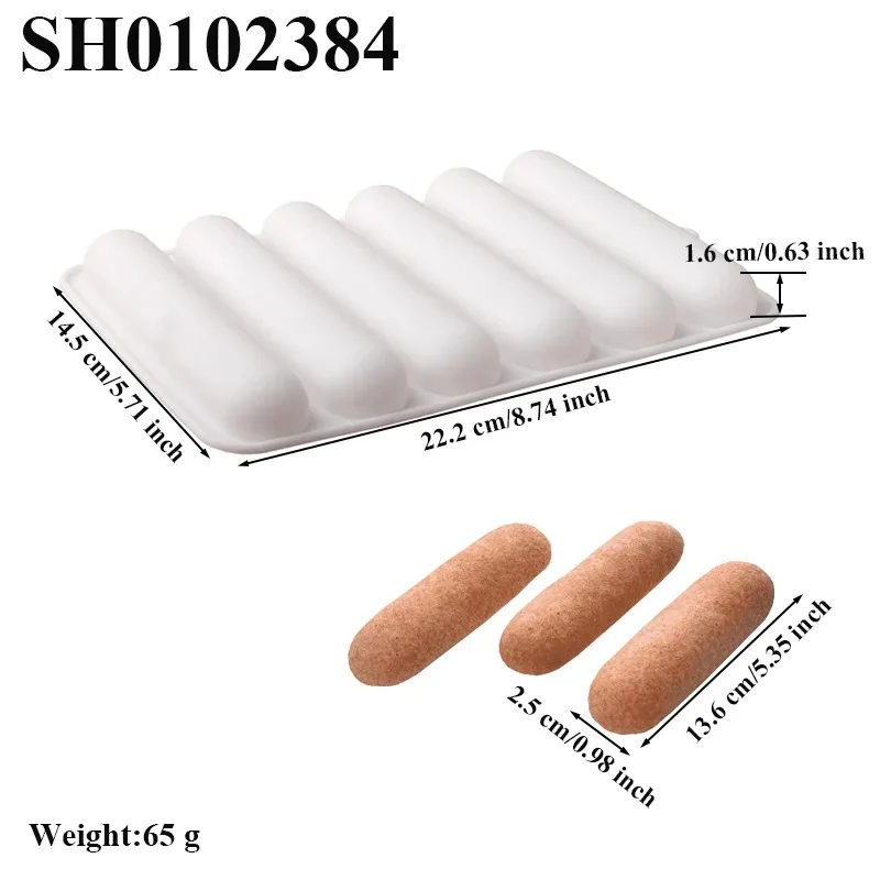 Moule de cuisson en silicone pour éclairs au chocolat à 6 cavités