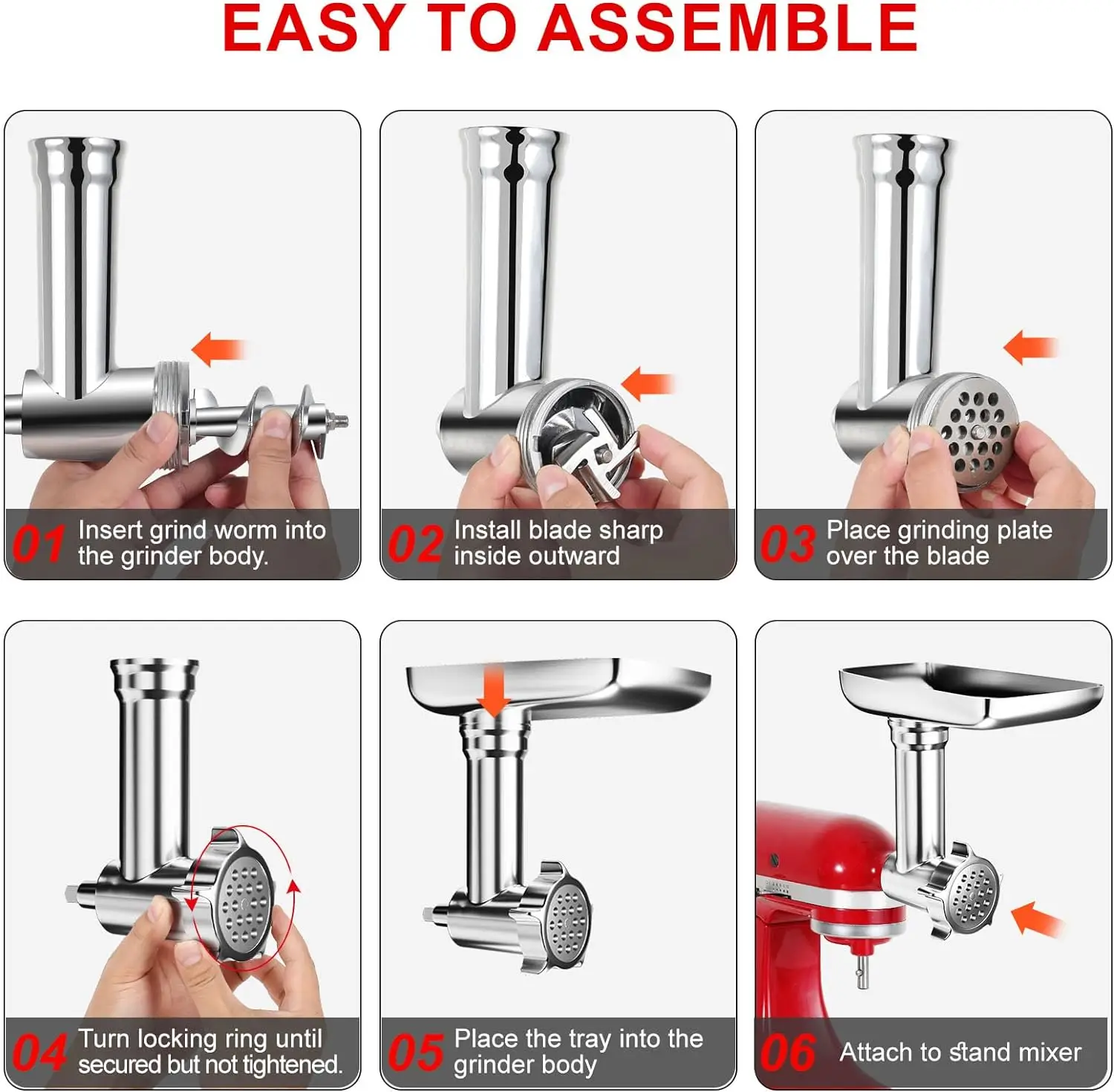 Accessoires de broyeur alimentaire en métal pour tous les mélangeurs sur socle KitchenAid et Cuisinart série SM-50.