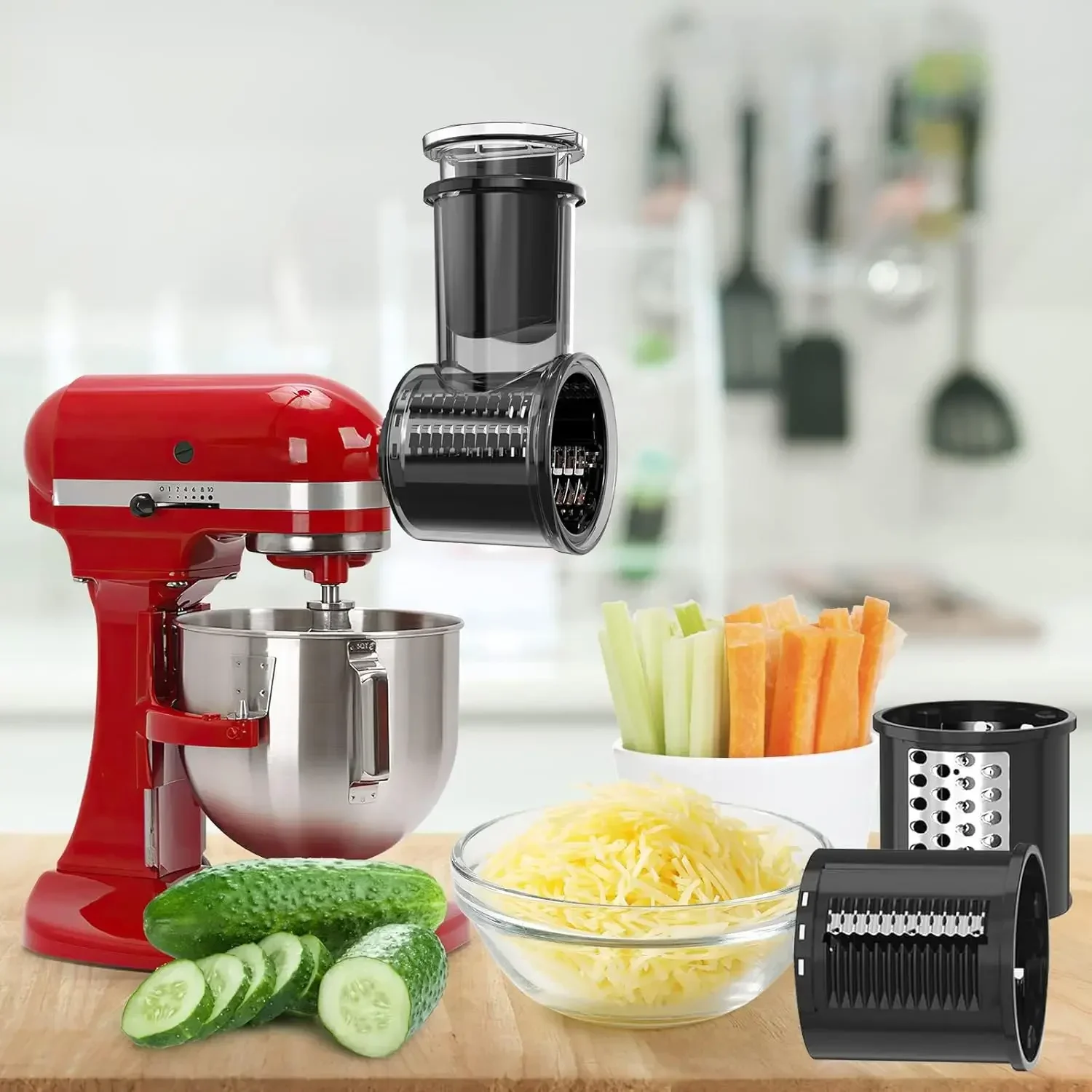 Accessoire de broyeur de trancheuse pour batteur sur socle KitchenAid avec 5 lames