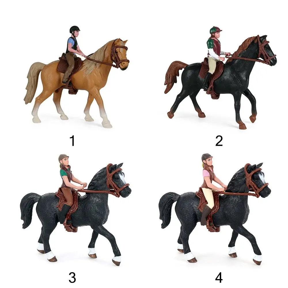 Figurine de cavalier Élréaliste, modèle de cheval réaliste, animal de ferme, simulation en plastique, figurine équestre, scène de bricolage