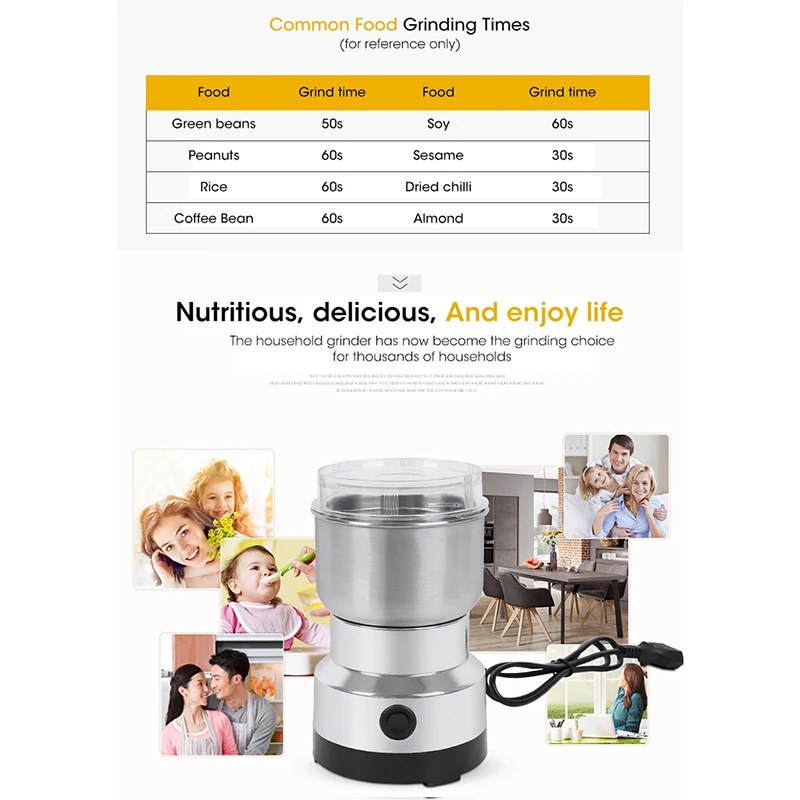 Mini broyeur électrique 4 lames ménage 300ml ultrafin bébé alimentaire pulvérisateur moulin à café épices poivre