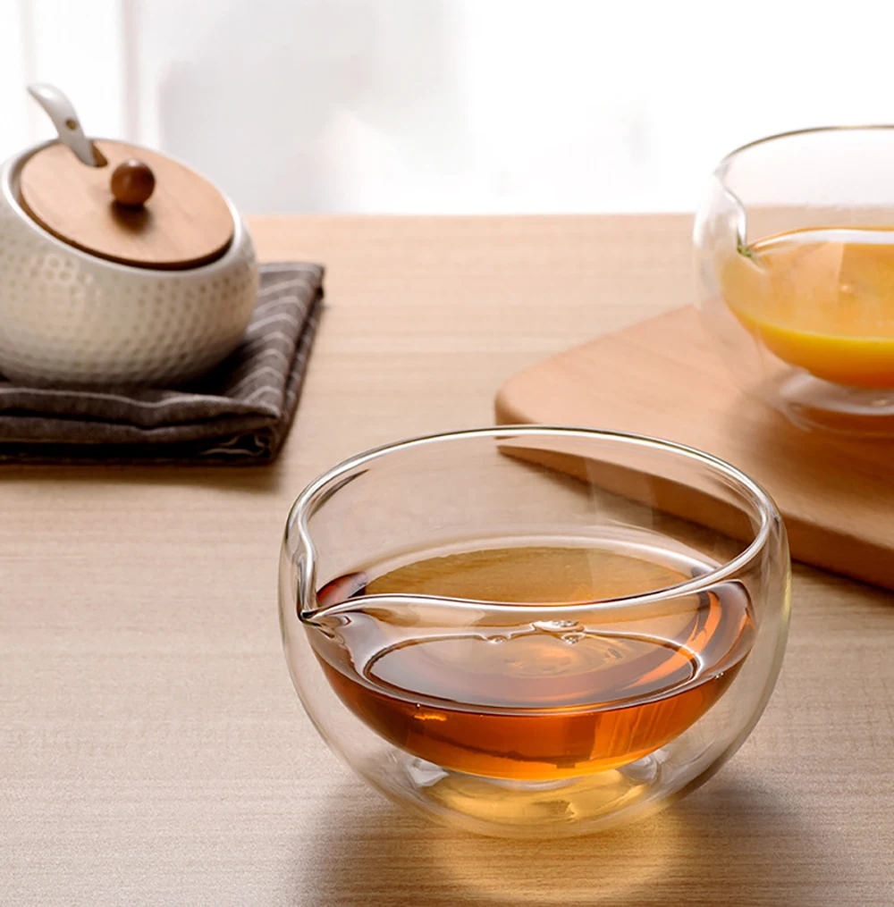 Bol en verre borosilicate à double paroi YWDL avec bec verseur