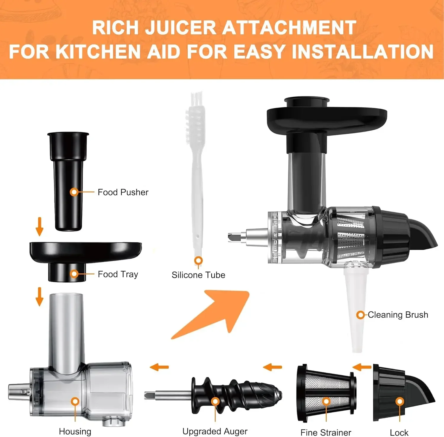 Accessoire de presse-agrumes à mastication pour batteur sur socle KitchenAid